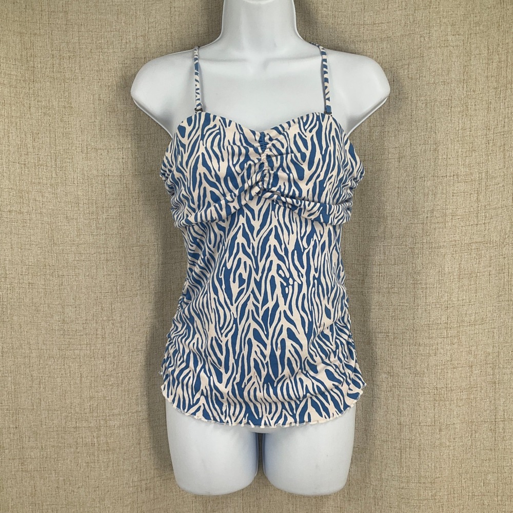 Diane von Furstenberg Tank Top Womens M Blue Cotton Zebra Camisole DVF Target